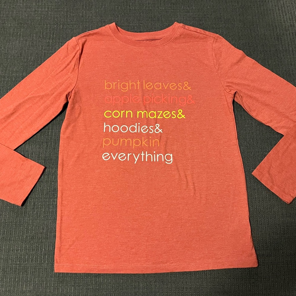 Kids Fall Harvest Halloween Burnt Orange Long Sleeve T-Shirt